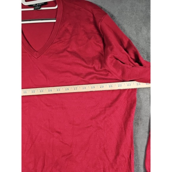 Brooks Brothers Country Club V Neck Sweater Sea Island Cotton Red Mens XL - Picture 8 of 9